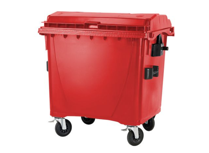 Eurocontainer rosu din material plastic  cu capac plat  MEVATEC  1100 l  - Transport Inclus